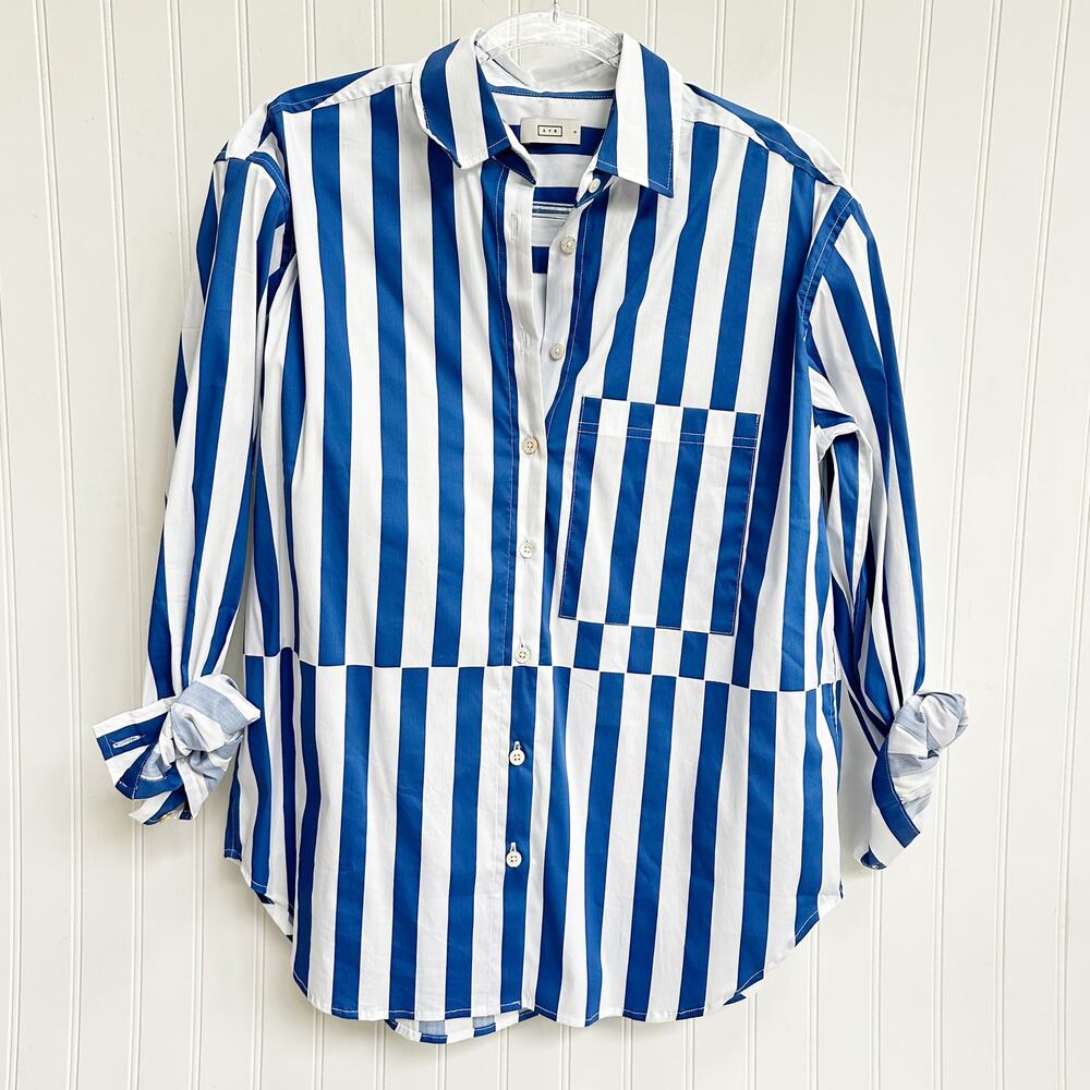 AYR The Deep End Button Down Shirt Marais Blue Regatta Stripes